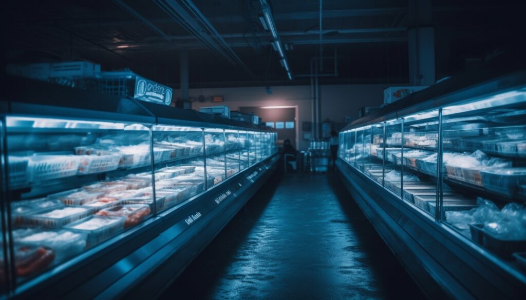 Engineer carrying out cold room maintenance and repair on a commercial refrigeration system